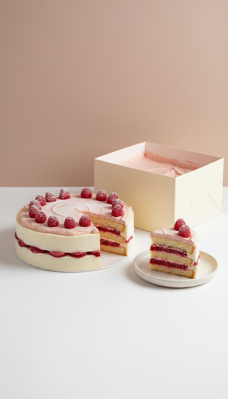Raspberry cream torte with fresh fruit