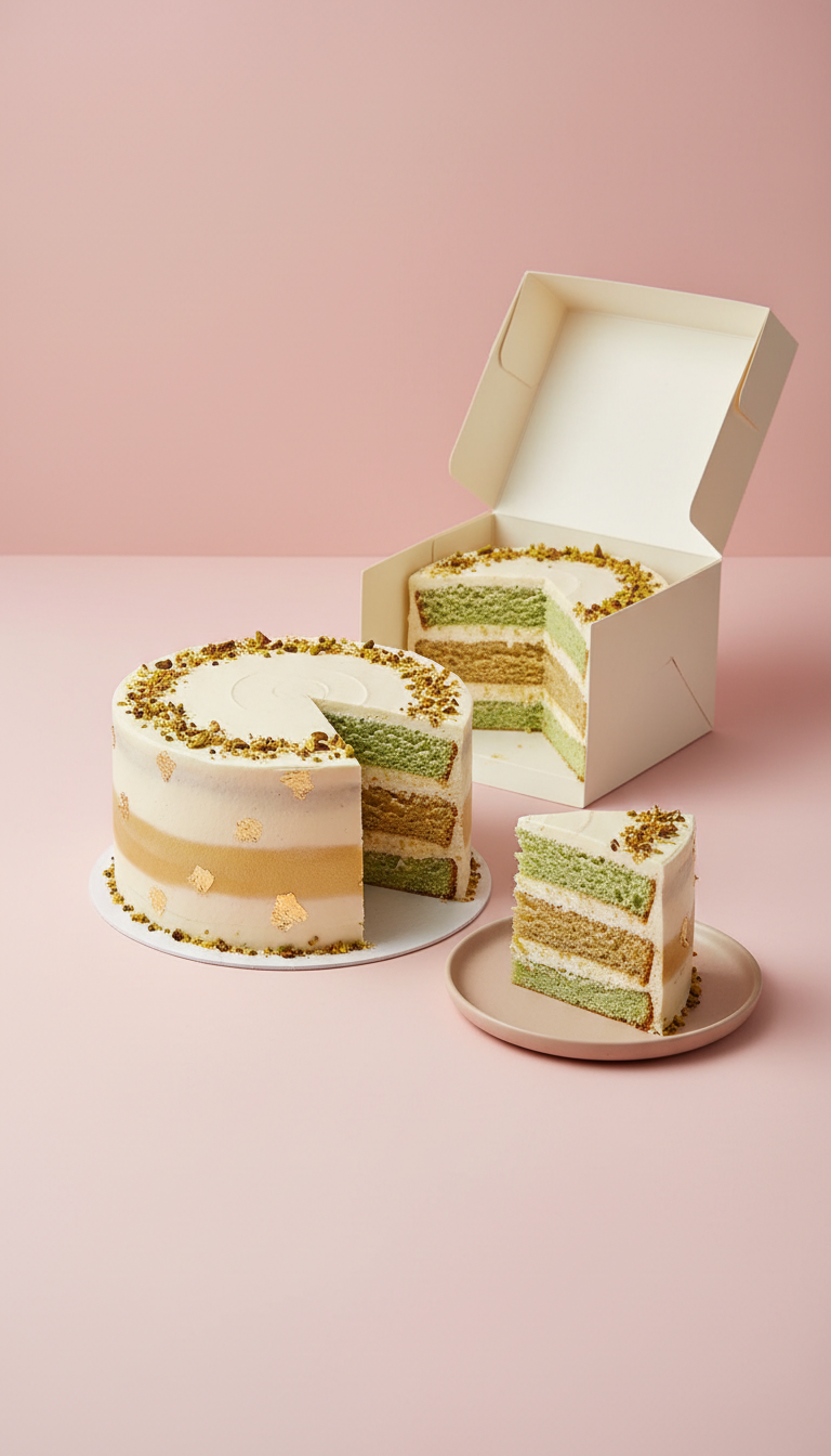 Pistachio gold layer cake